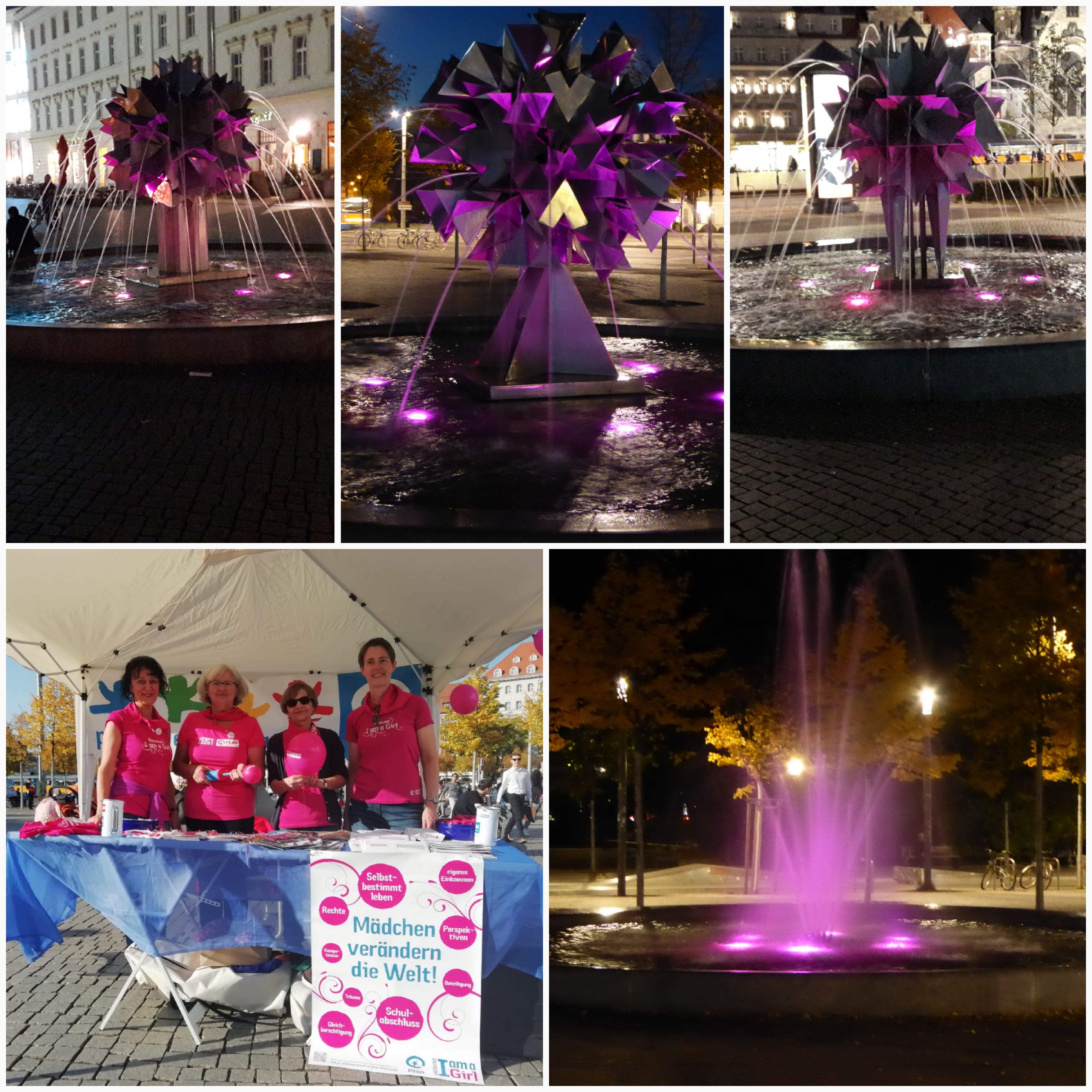 Am Welt-Mädchentag konnte man von 19 bis 22 Uhr den Richard-Wagner-Platz so erleben. „Pink für die Rechte der Mädchen“ – wir haben ein Zeichen gesetzt.
